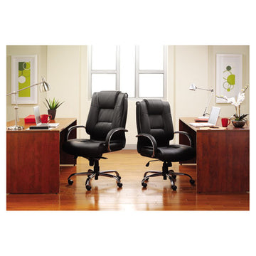 Alera® Alera Ravino Big-tall High-back Bonded Leather Chair, Headrest, Supports 450 Lb, 20.07" To 23.74" Seat, Black, Chrome Base freeshipping - TVN Wholesale